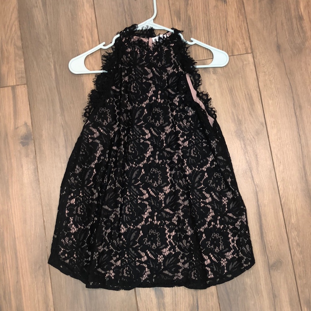 Olivia grey lace overlay high neck tank top